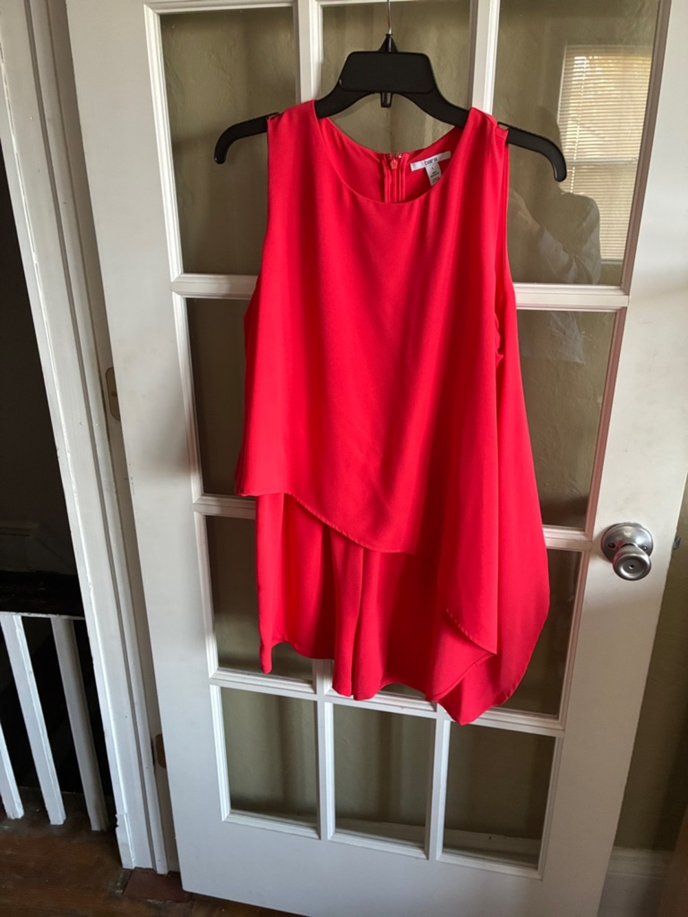 Bar III Bright Coral Sleeveless Romper Large